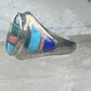 Vintage Signed LT Leroy Thomas Navajo Sterling Silver Multi-Stone Inlay Ring - Size 13