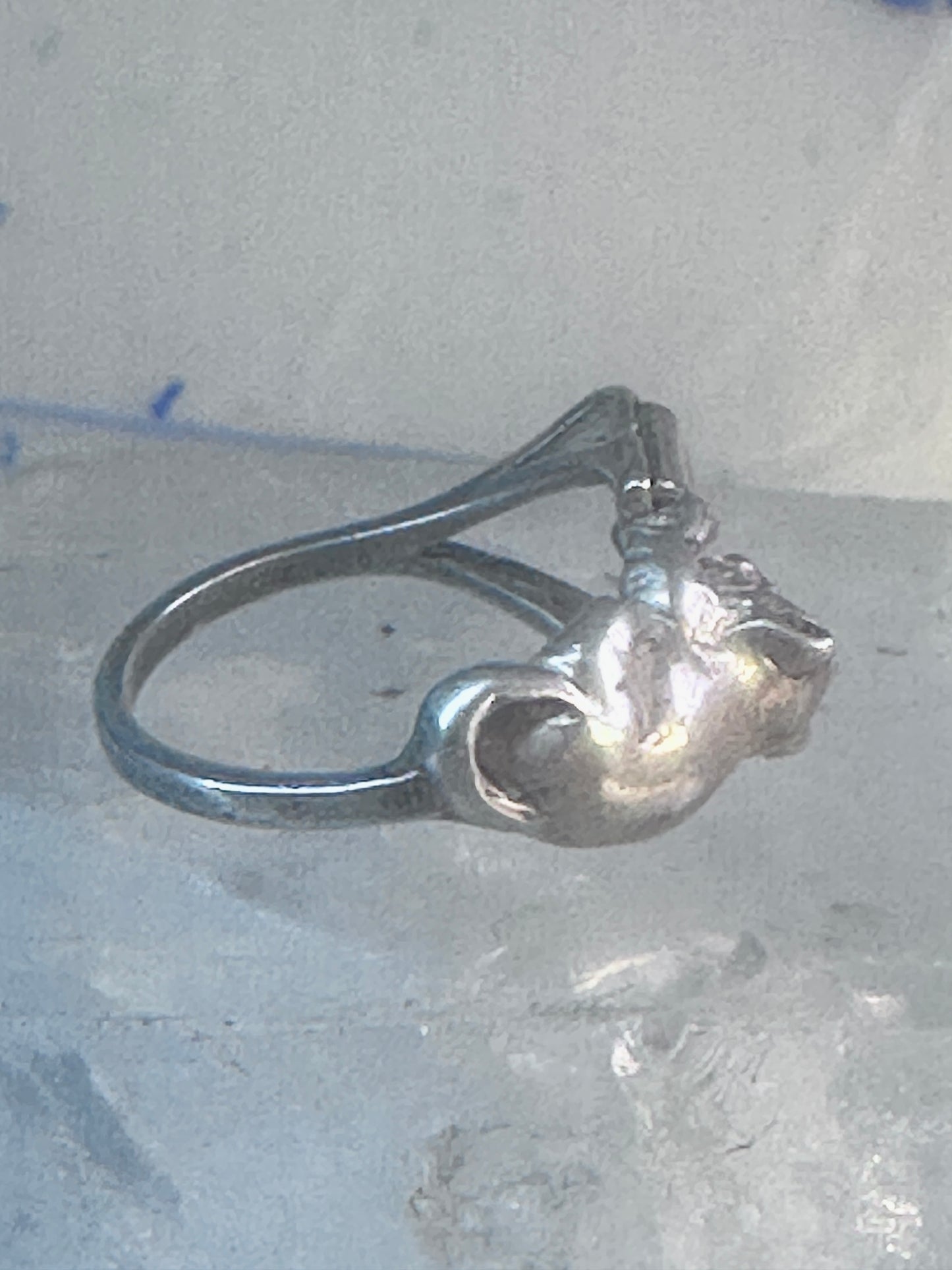 Vintage cat ring cat reading book Kabana band size 6.75 sterling silver women girls