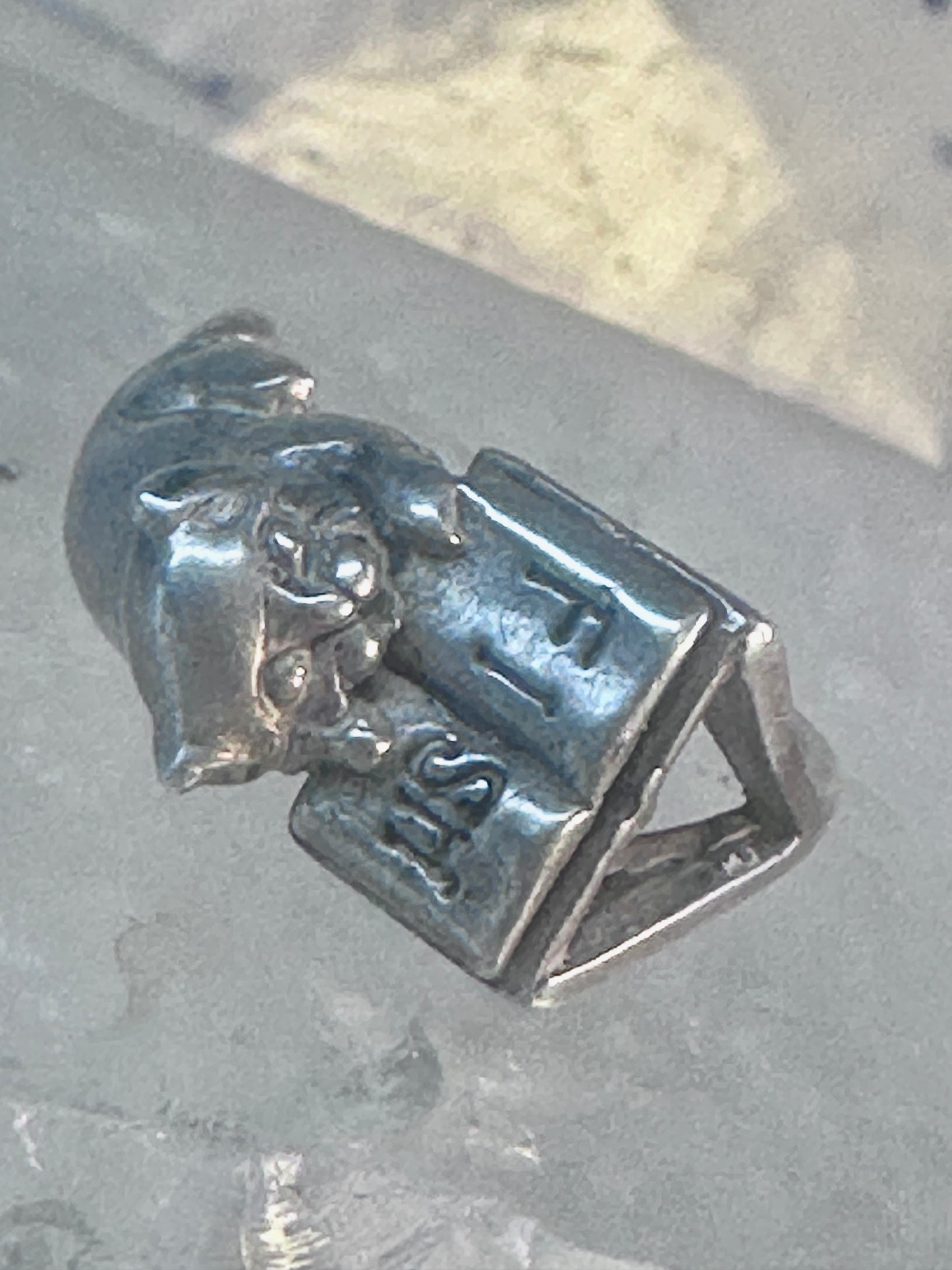 Vintage cat ring cat reading book Kabana band size 6.75 sterling silver women girls