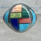 Vintage Signed LT Leroy Thomas Navajo Sterling Silver Multi-Stone Inlay Ring - Size 13