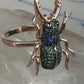 Insect ring bug beetle Vermeil size 6 sterling silver women