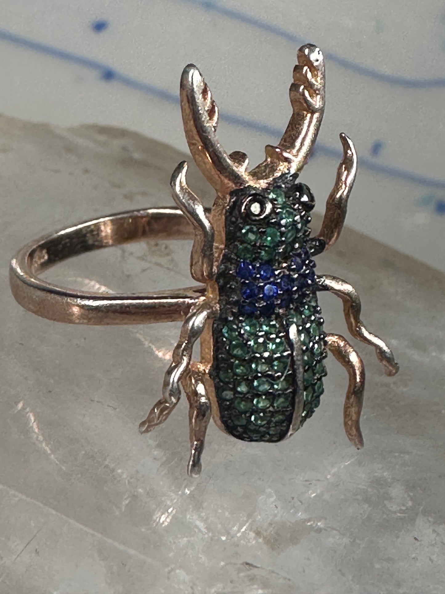 Insect ring bug beetle Vermeil size 6 sterling silver women