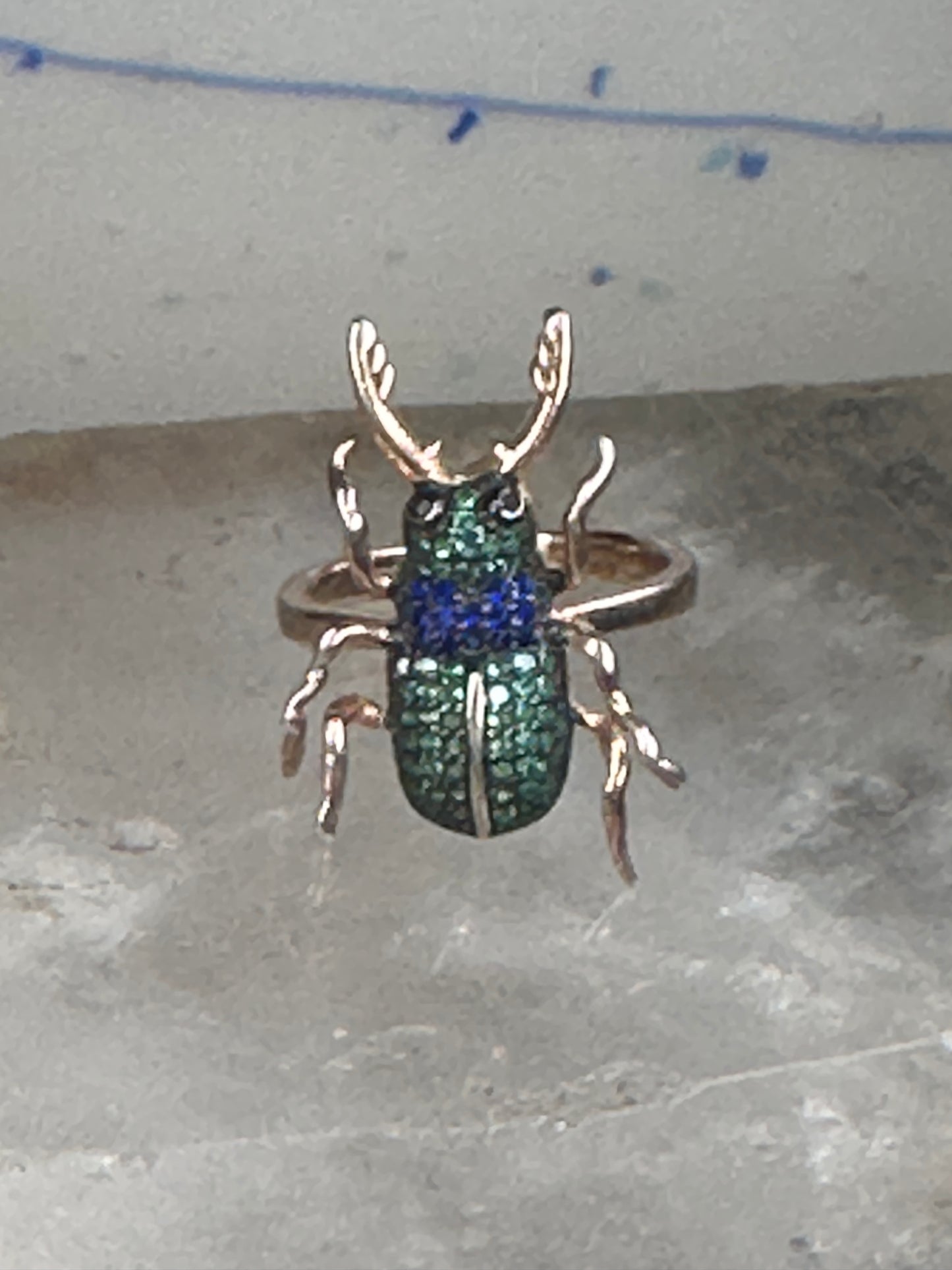 Insect ring bug beetle Vermeil size 6 sterling silver women