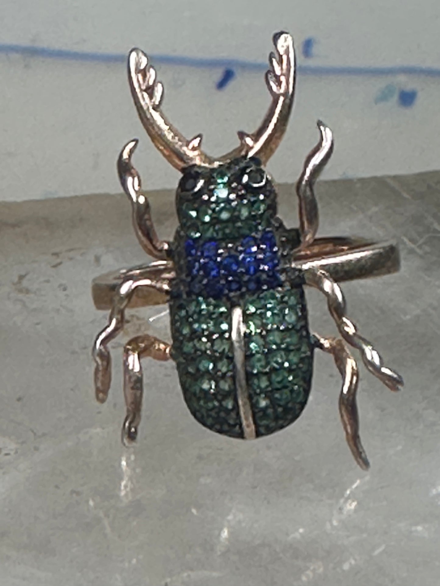 Insect ring bug beetle Vermeil size 6 sterling silver women