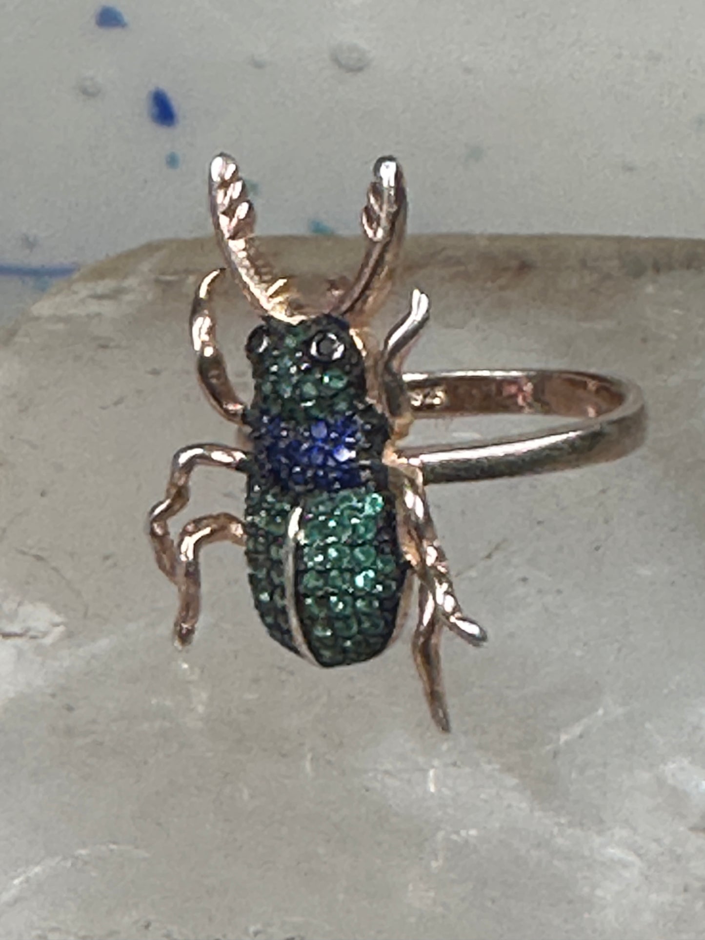 Insect ring bug beetle Vermeil size 6 sterling silver women