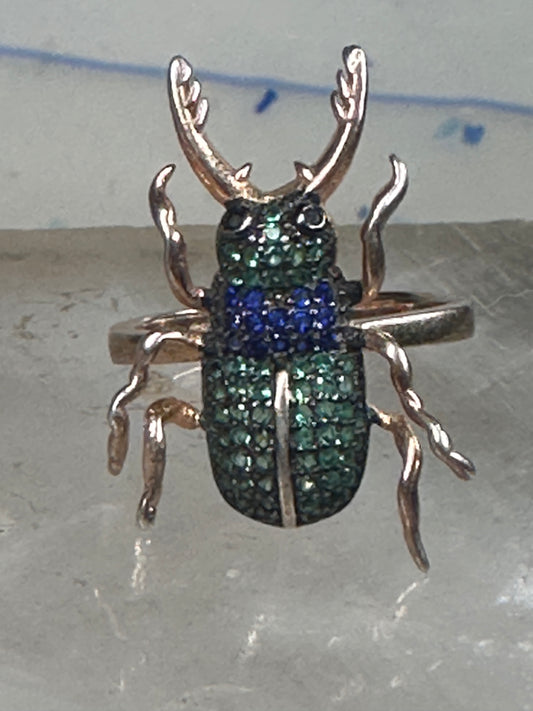 Insect ring bug beetle Vermeil size 6 sterling silver women