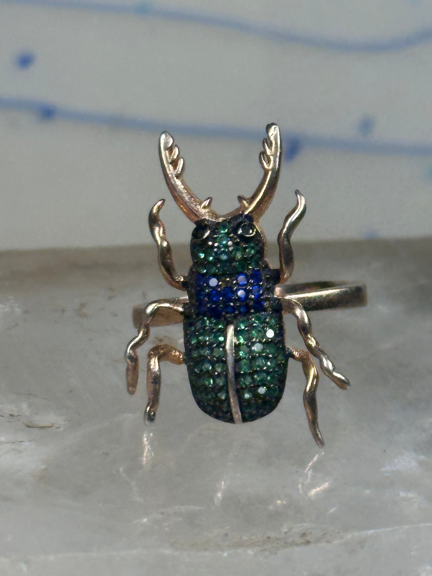 Insect ring bug beetle Vermeil size 6 sterling silver women