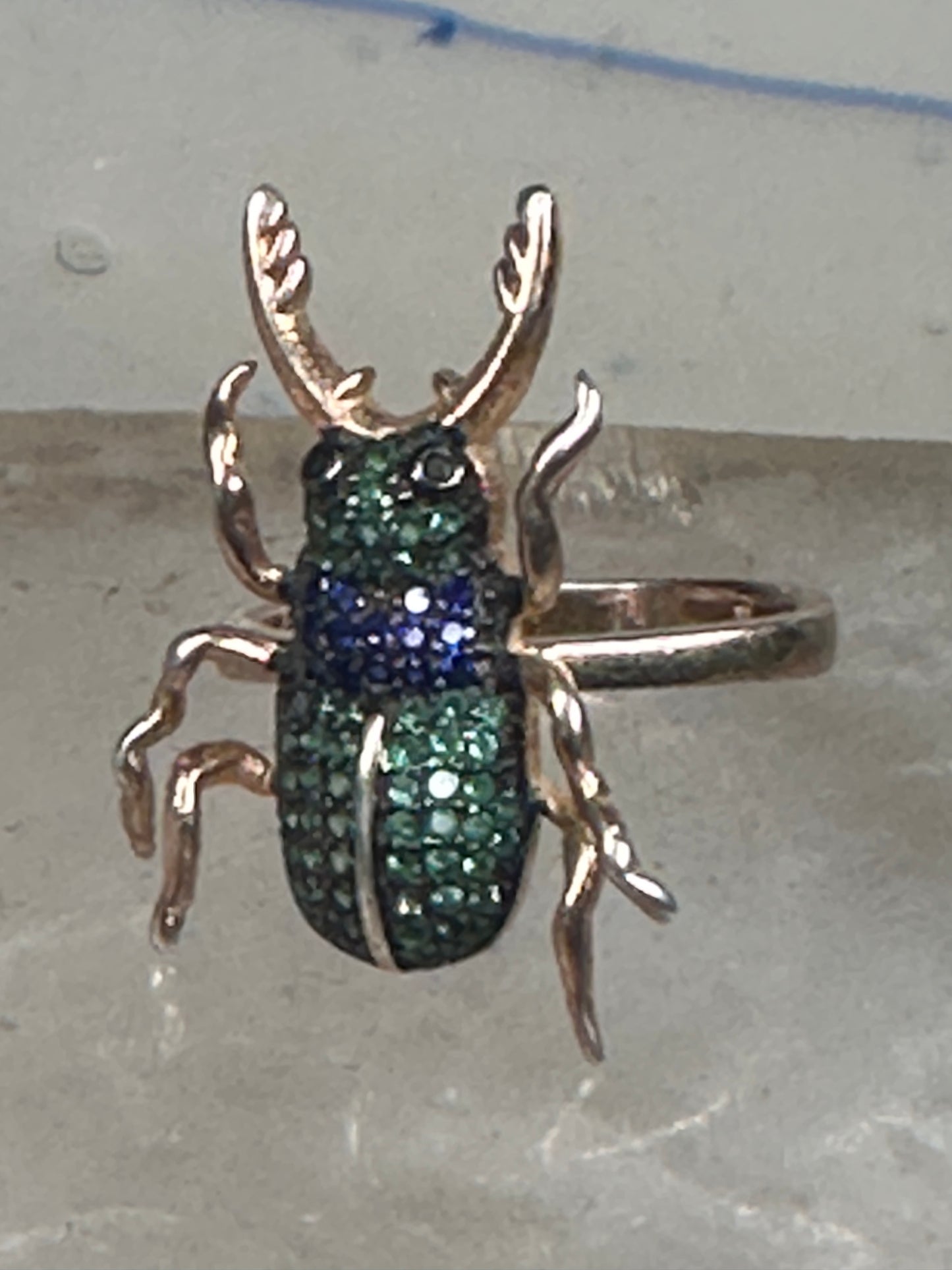 Insect ring bug beetle Vermeil size 6 sterling silver women