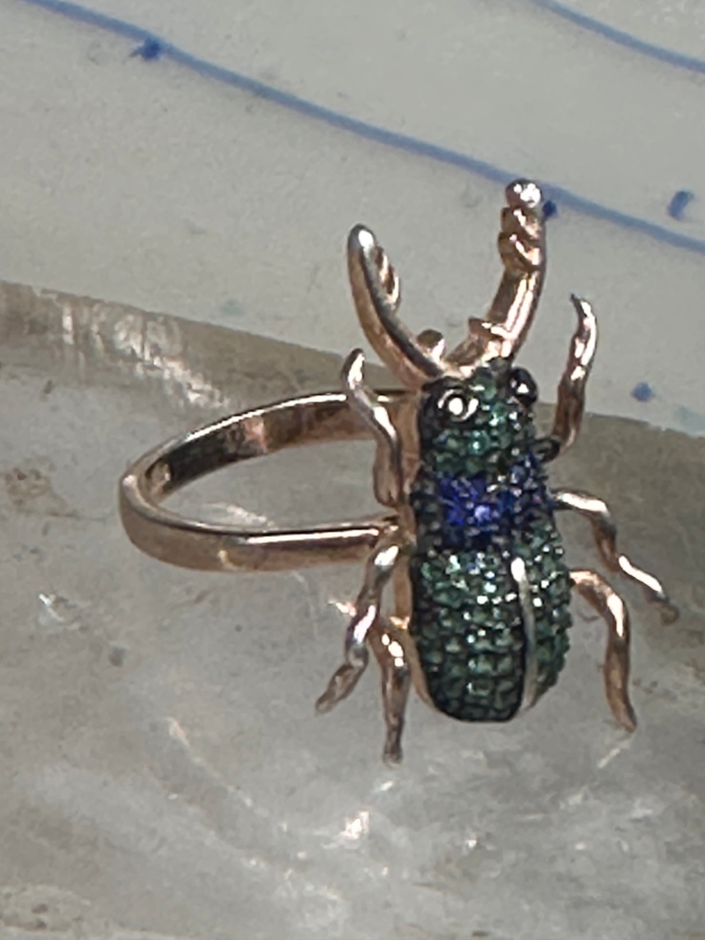 Insect ring bug beetle Vermeil size 6 sterling silver women