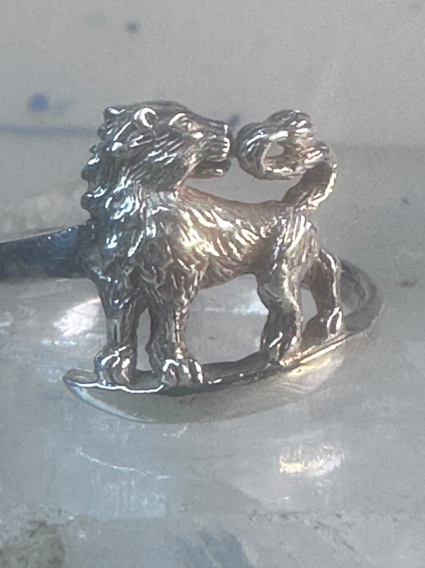 Vintage Lion ring animal band size 7.75 sterling silver women
