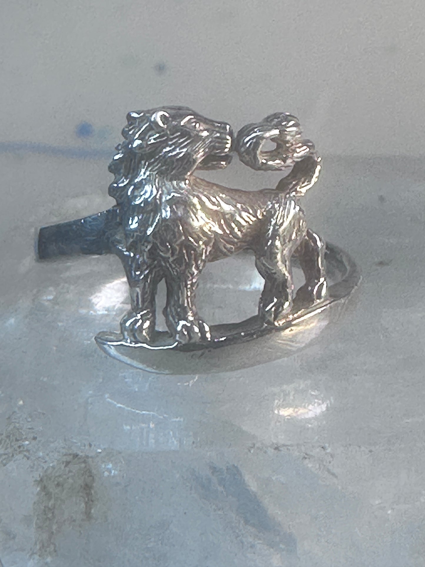 Vintage Lion ring animal band size 7.75 sterling silver women