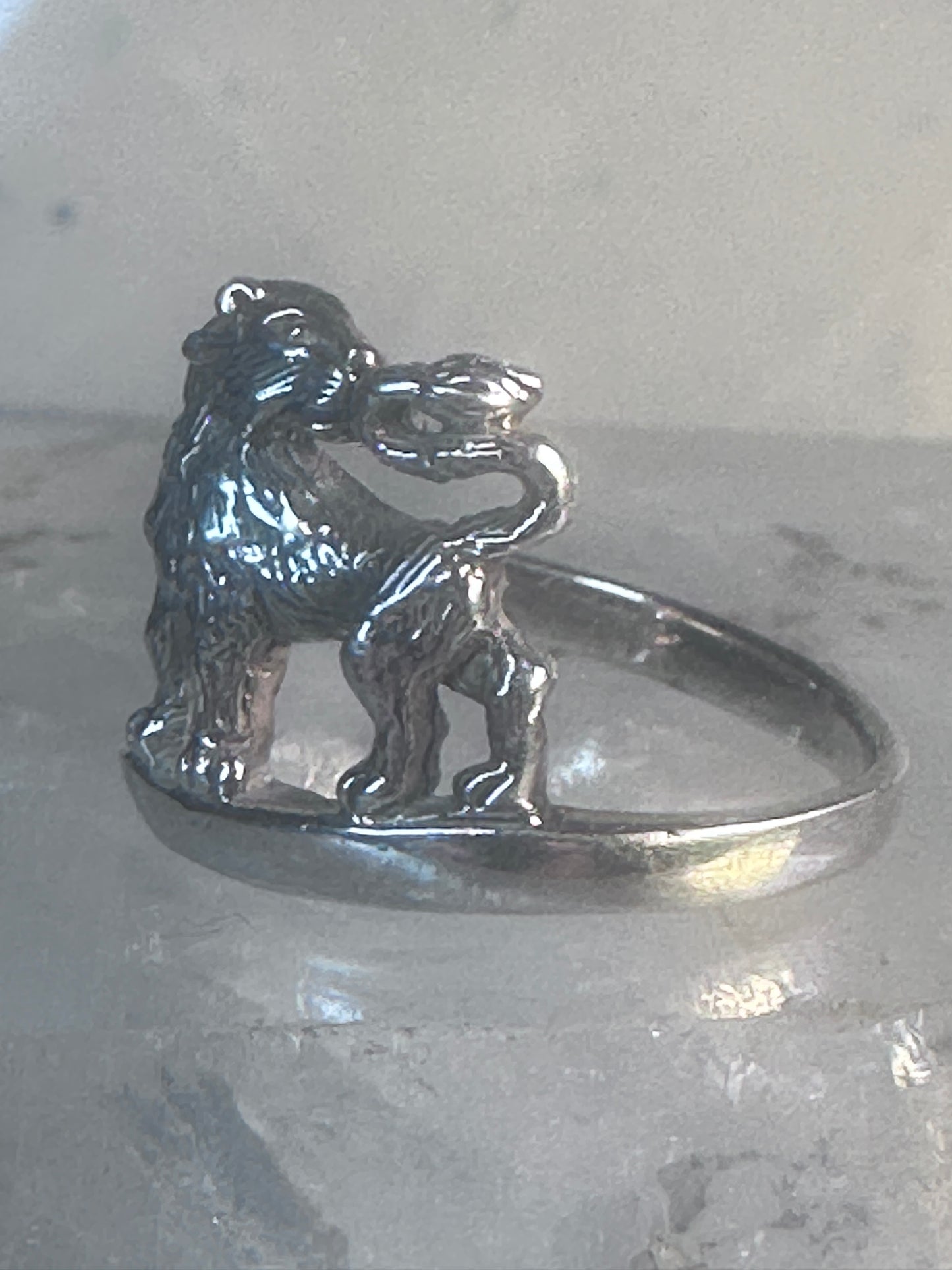 Vintage Lion ring animal band size 7.75 sterling silver women