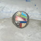 Southwestern Sterling Silver Multi-Stone Inlay Ring Size 10.75 - Geometric Segmented Band