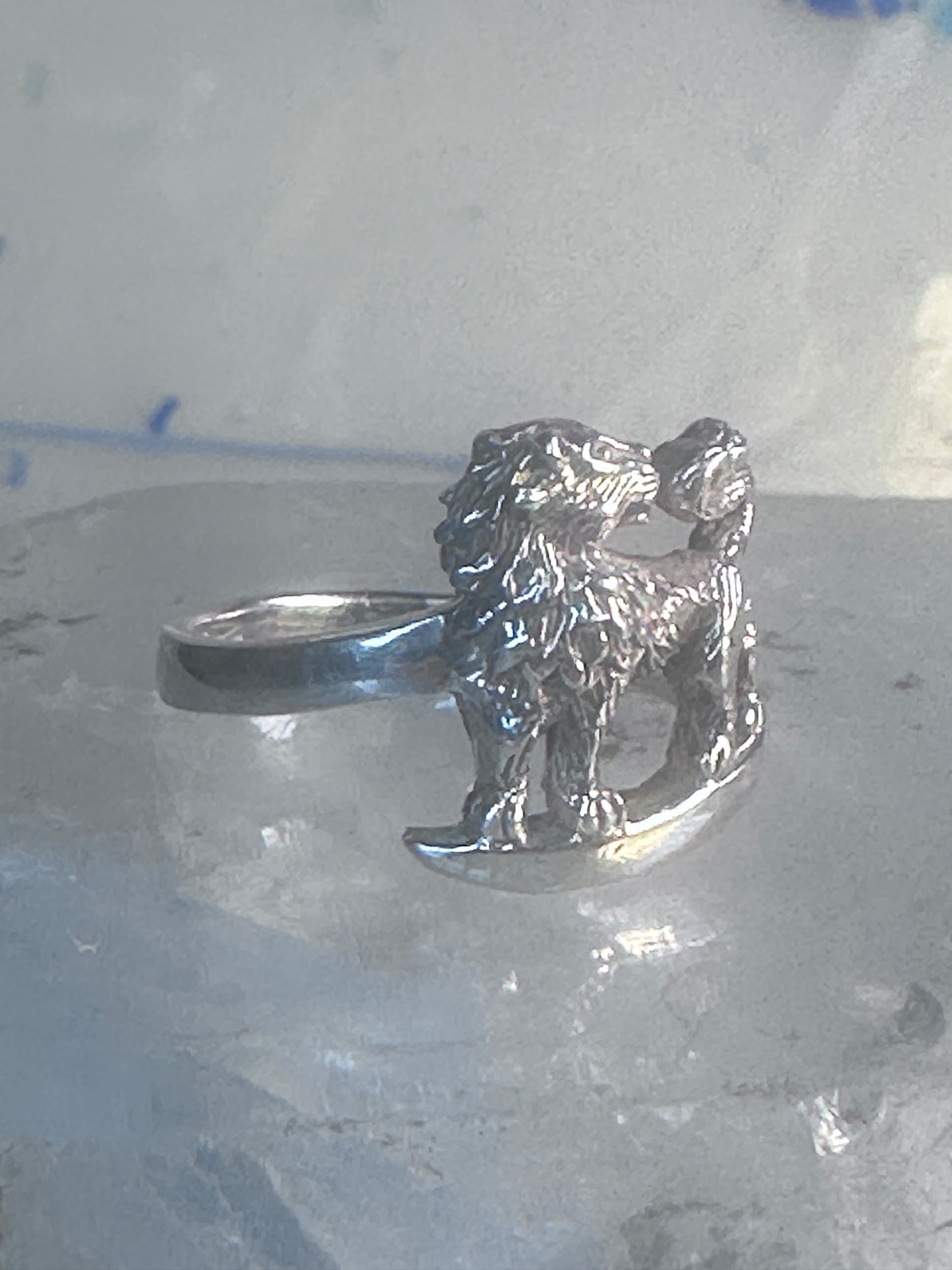 Vintage Lion ring animal band size 7.75 sterling silver women