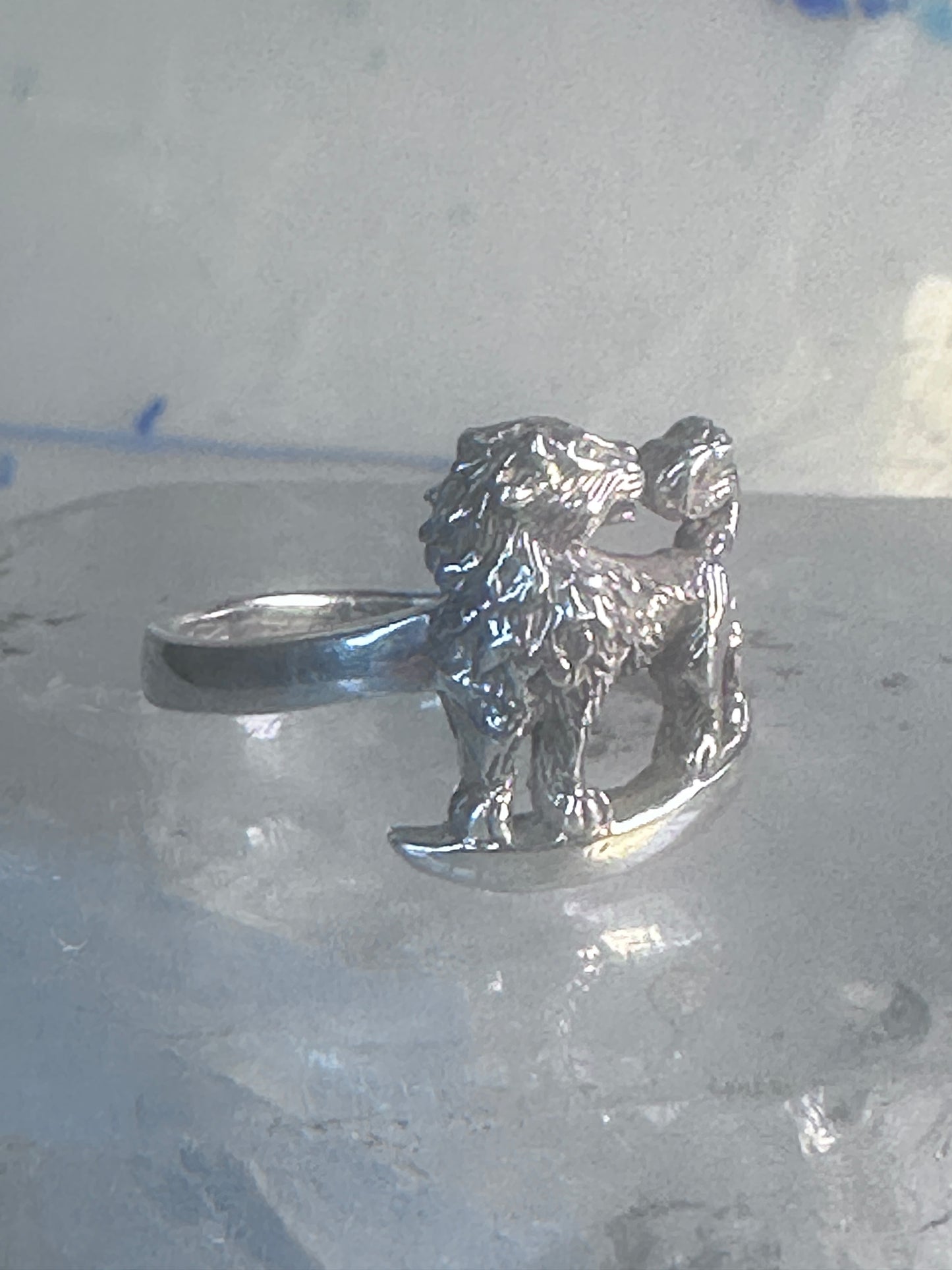Vintage Lion ring animal band size 7.75 sterling silver women