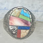 Southwestern Sterling Silver Multi-Stone Inlay Ring Size 10.75 - Geometric Segmented Band