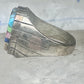 Southwestern Sterling Silver Multi-Stone Inlay Ring Size 10.75 - Geometric Segmented Band