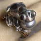 Frog ring leaves abalone size 8 sterling silver women