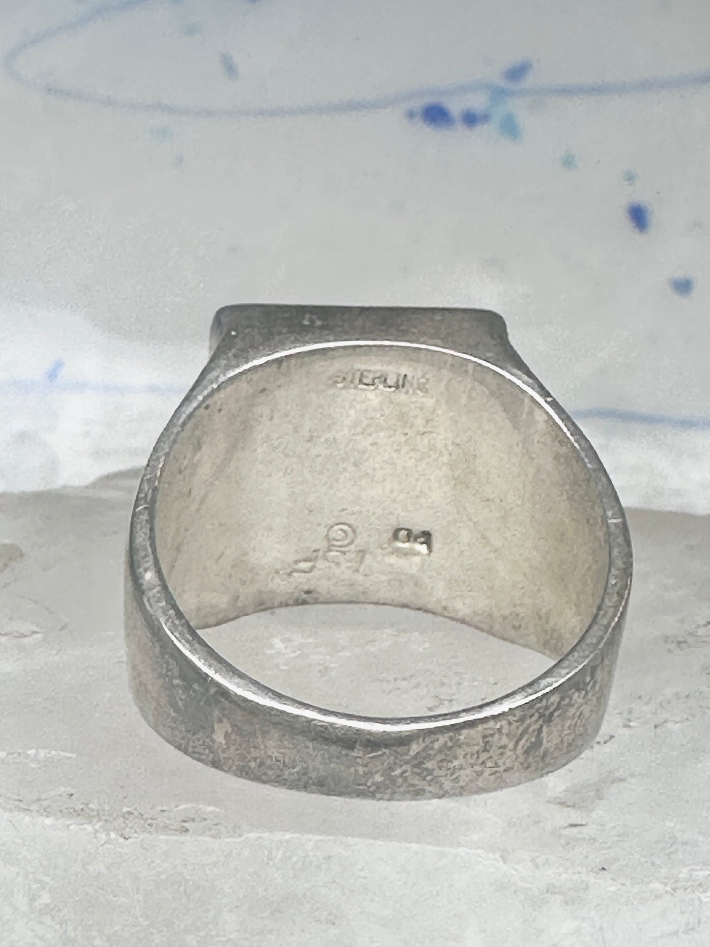 Southwestern Sterling Silver Multi-Stone Inlay Ring Size 13 - Square Geometric Segmented Band