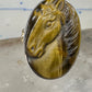 Horse ring figurative face band tiger eye size 6.75 sterling silver women