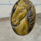 Horse ring figurative face band tiger eye size 6.75 sterling silver women