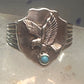 Eagle ring w arrow turquoise band southwest signed FM size 11 sterling silver men women