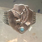 Eagle ring w arrow turquoise band southwest signed FM size 11 sterling silver men women