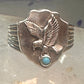 Eagle ring w arrow turquoise band southwest signed FM size 11 sterling silver men women