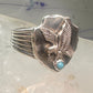 Eagle ring w arrow turquoise band southwest signed FM size 11 sterling silver men women