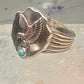 Eagle ring w arrow turquoise band southwest signed FM size 11 sterling silver men women