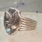 Eagle ring w arrow turquoise band southwest signed FM size 11 sterling silver men women