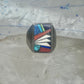 Southwestern Sterling Silver Multi-Stone Inlay Ring Size 9.75 - Rectangular Geometric Segmented Band