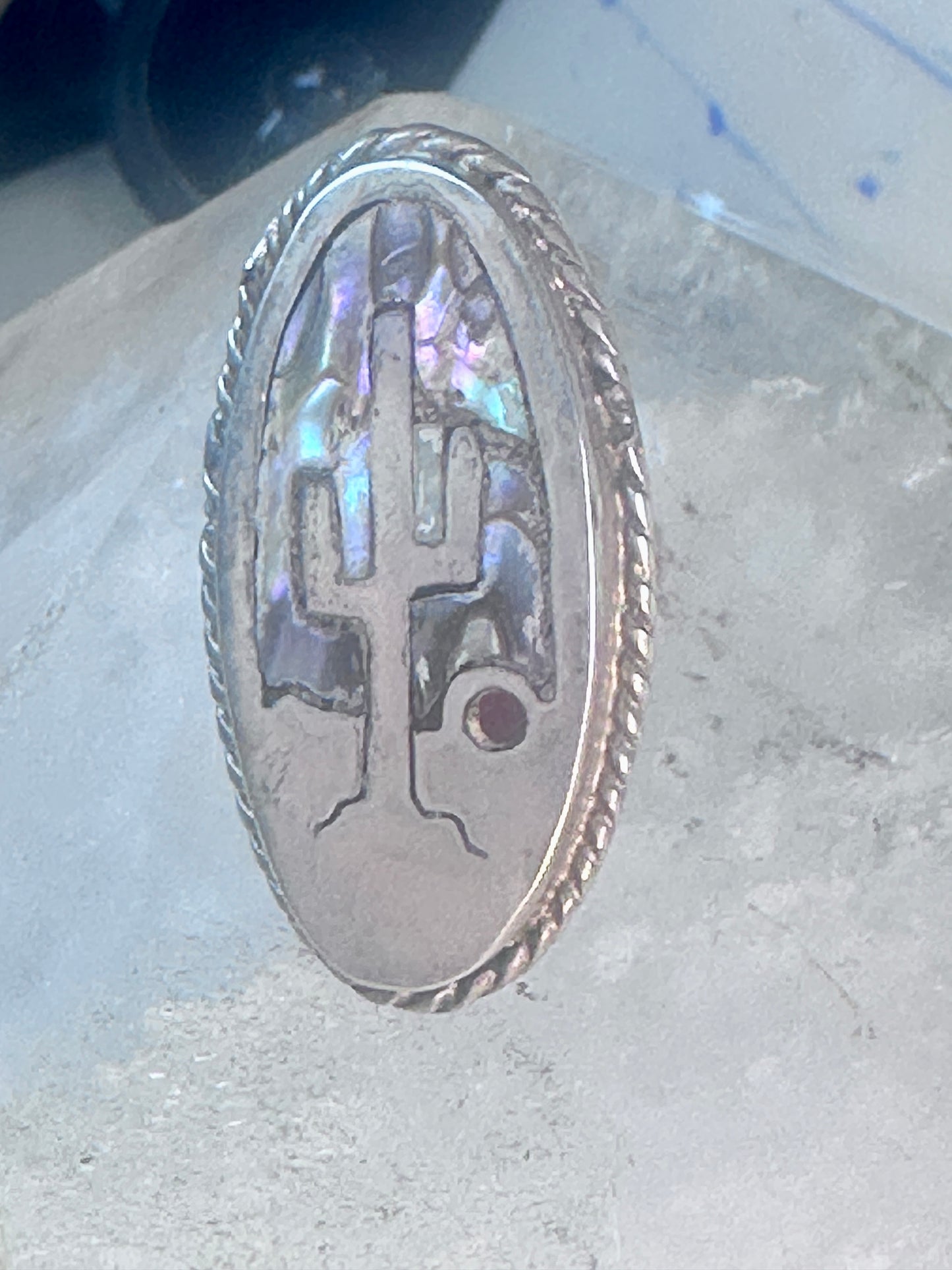 Cactus Ring Abalone size 6 southwest sterling silver women girls