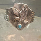 Eagle ring w arrow turquoise band southwest signed FM size 11 sterling silver men women