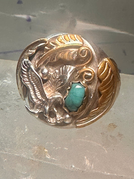 Navajo Eagle ring turquoise band size 14.50 sterling silver men women