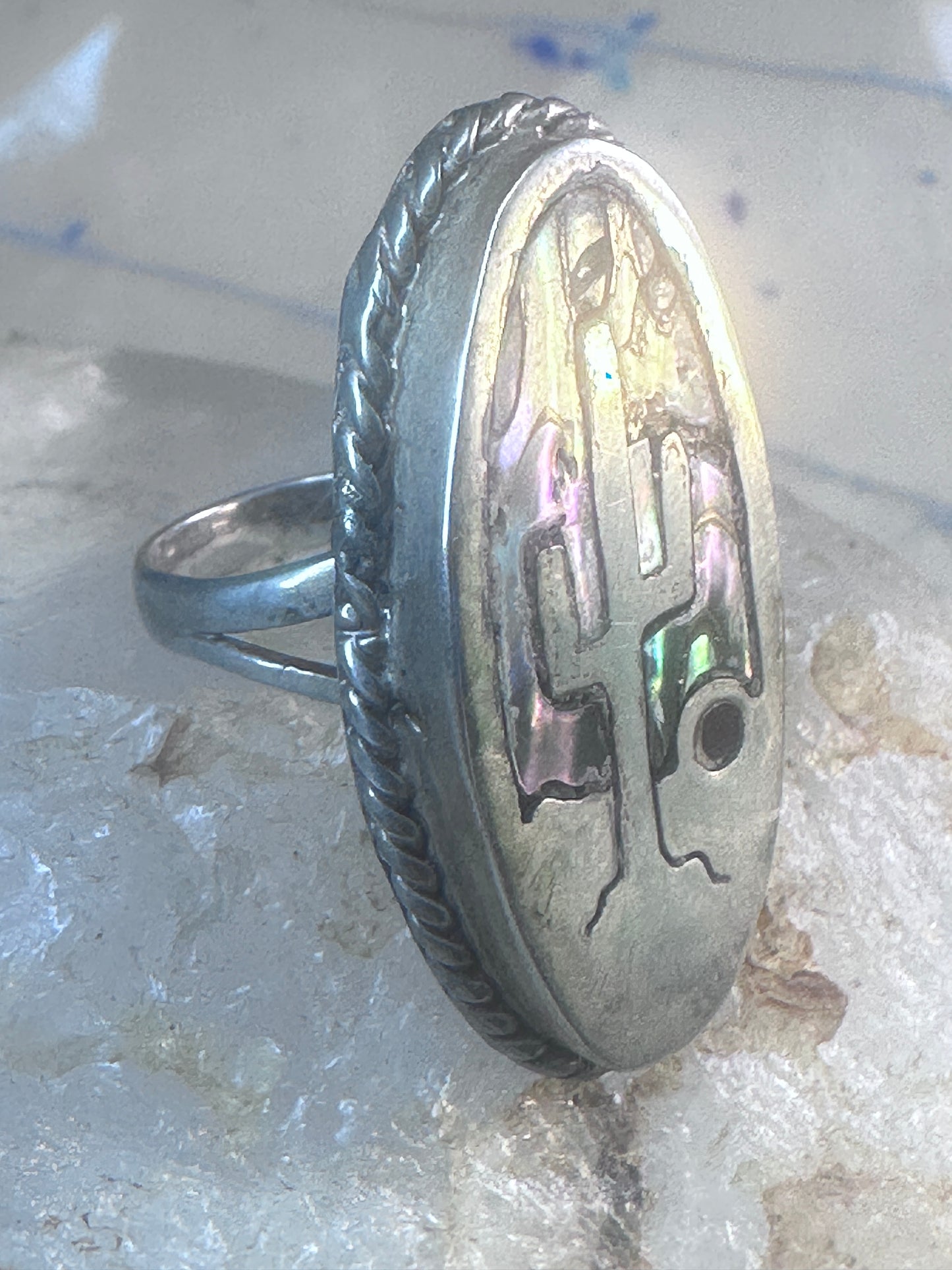 Cactus Ring Abalone size 6 southwest sterling silver women girls
