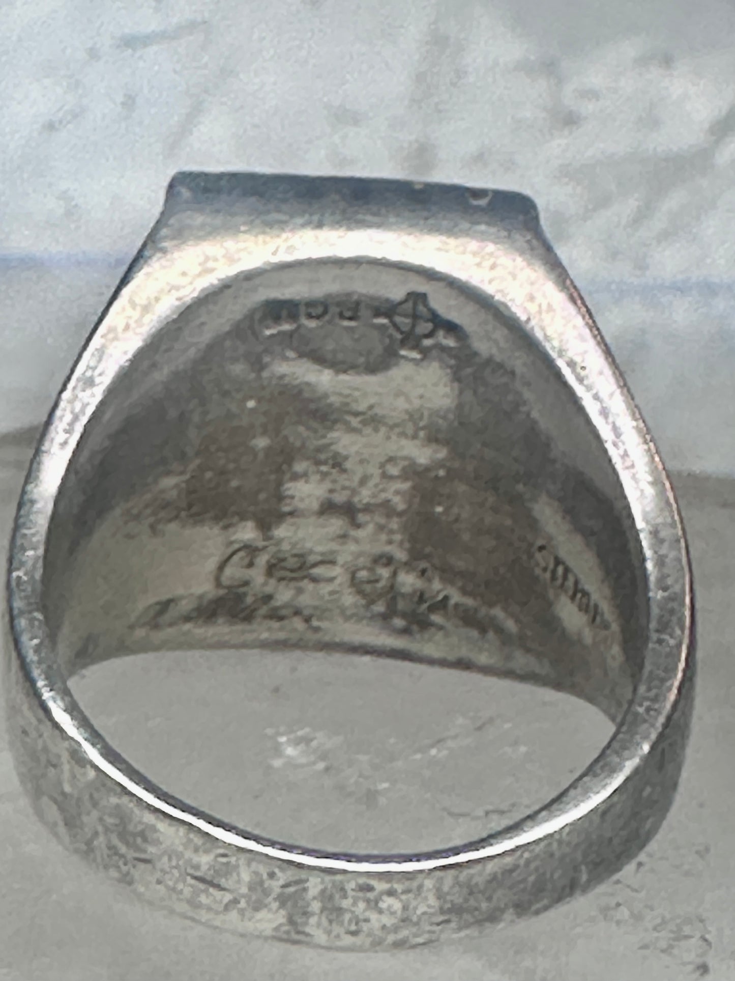 Southwestern Sterling Silver Multi-Stone Inlay Ring Size 9.75 - Rectangular Geometric Segmented Band
