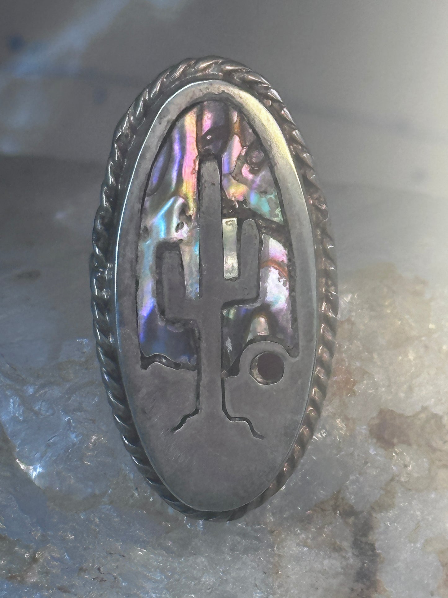 Cactus Ring Abalone size 6 southwest sterling silver women girls