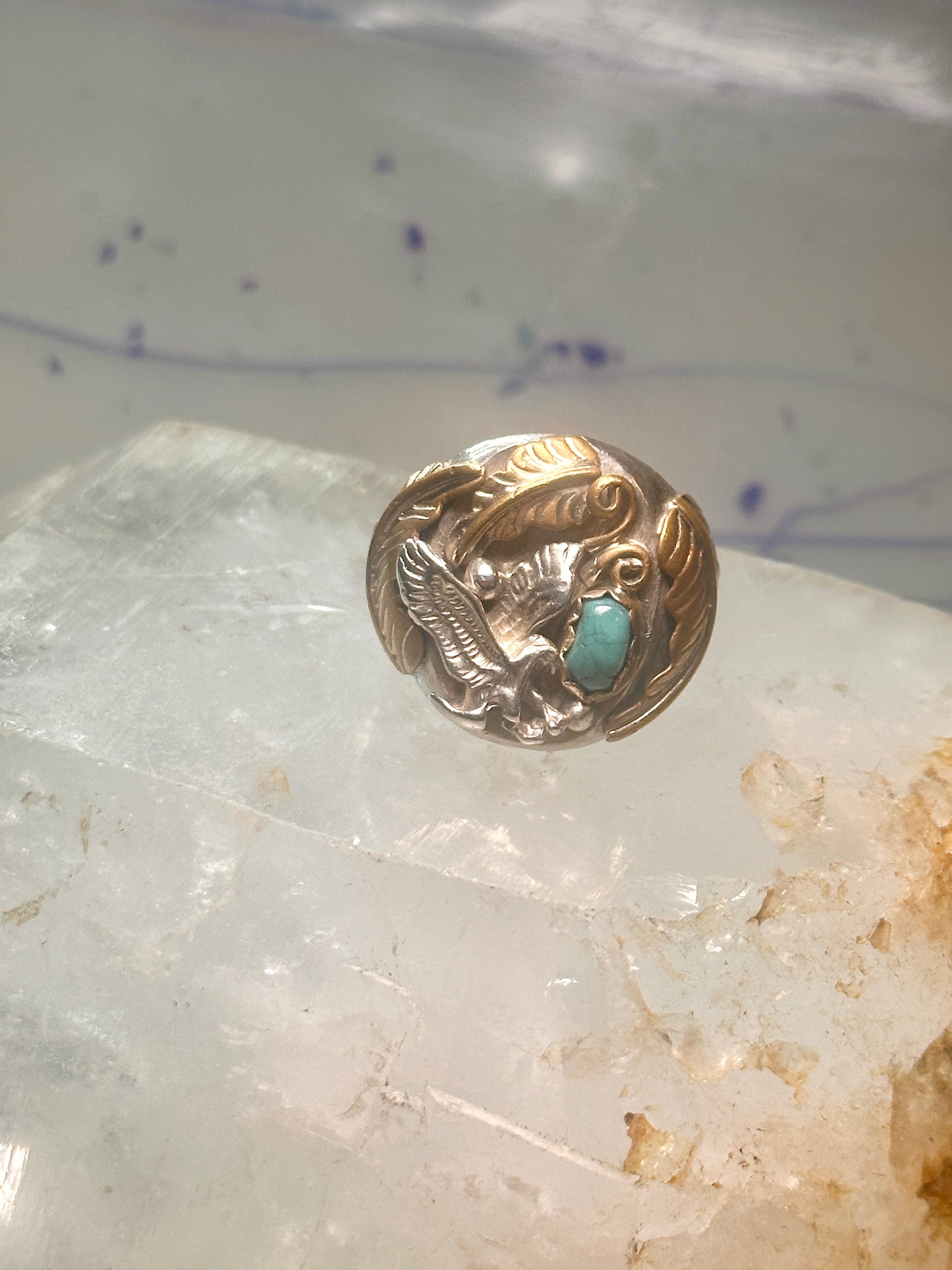 Navajo Eagle ring turquoise band size 14.50 sterling silver men women