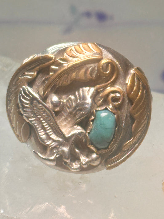 Navajo Eagle ring turquoise band size 14.50 sterling silver men women