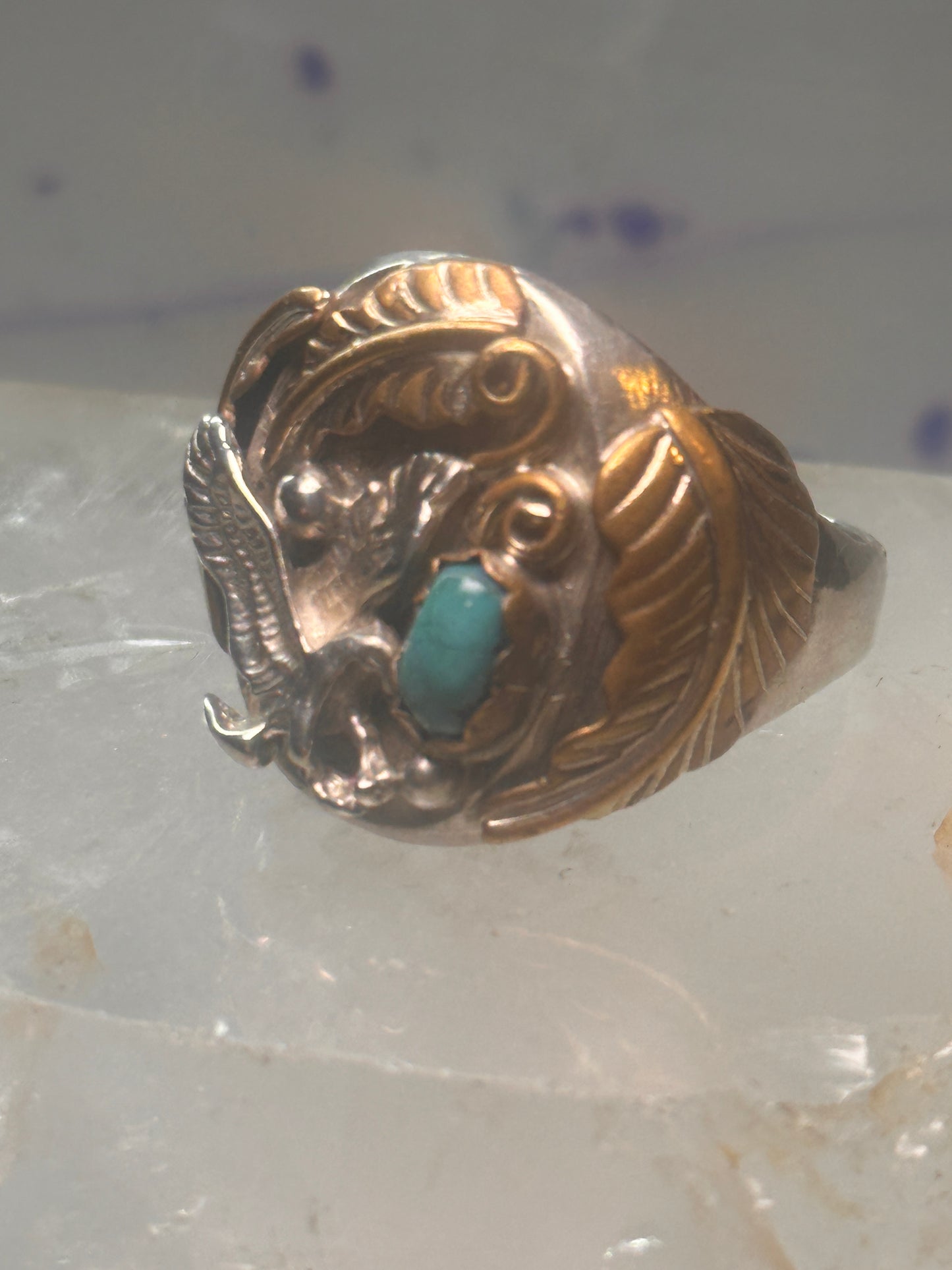 Navajo Eagle ring turquoise band size 14.50 sterling silver men women