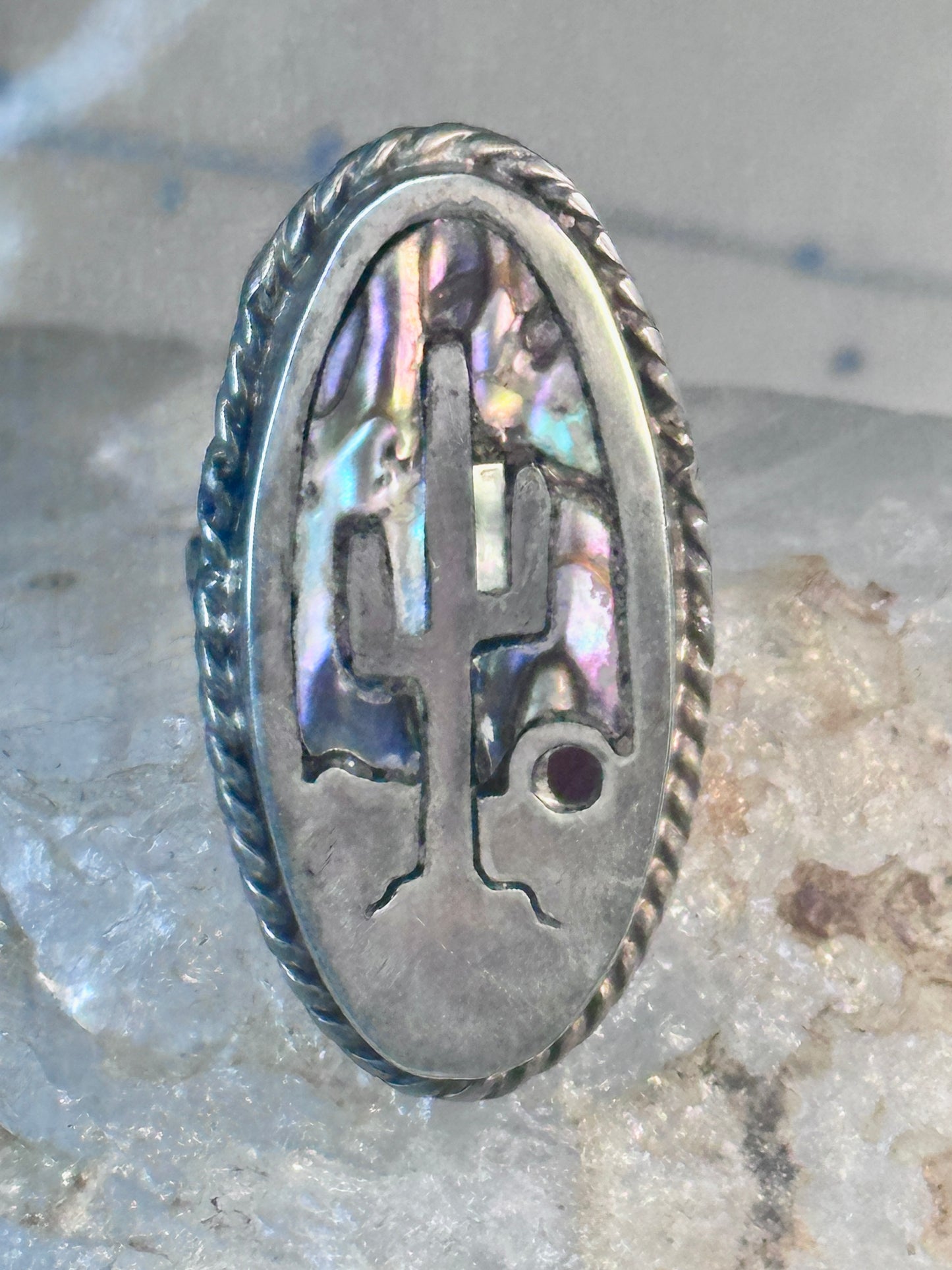 Cactus Ring Abalone size 6 southwest sterling silver women girls