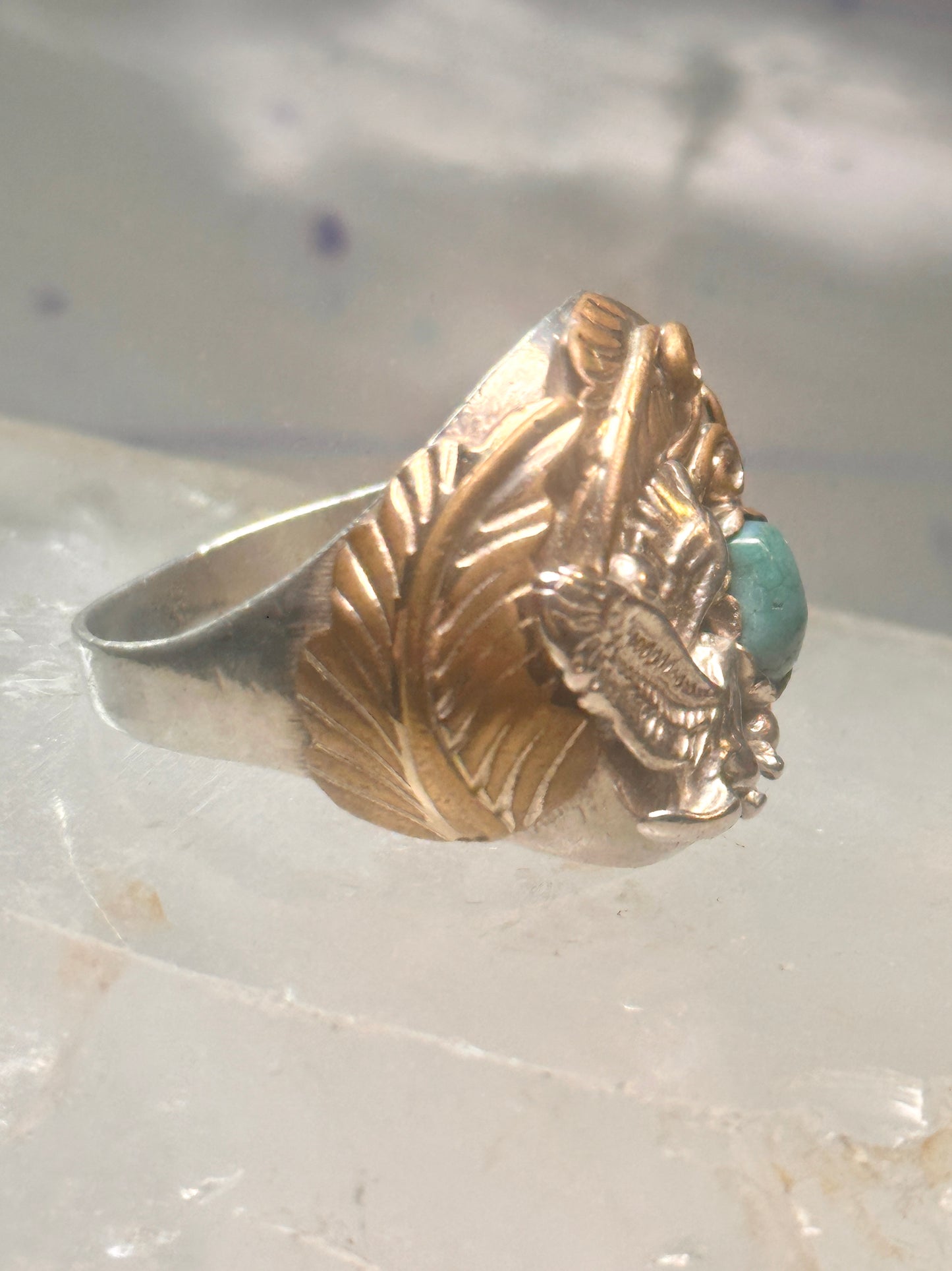 Navajo Eagle ring turquoise band size 14.50 sterling silver men women