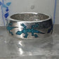 Gecko ring Lizard band southwest turquoise lapis chips size 9.75 sterling silver women men