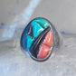Navajo Ring Turquoise coral onyx cobblestone size 9.7 southwest sterling silver women men