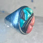 Navajo Ring Turquoise coral onyx cobblestone size 9.7 southwest sterling silver women men