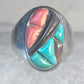 Navajo Ring Turquoise coral onyx cobblestone size 9.7 southwest sterling silver women men