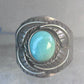 Navajo Ring Turquoise wide band leaves size 10.7 southwest sterling silver women men