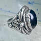 Navajo ring vintage onyx leaves band size 9.25 sterling silver women