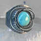 Navajo Ring Turquoise wide band leaves size 10.7 southwest sterling silver women men